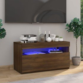 Mueble de TV con luces LED roble marrón 75x35x40 cm en Muebles TV | Comprar online en Foru.es