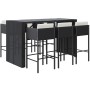 Mesa y taburetes altos jardín y cojines 7 pzas ratán PE negro de vidaXL, Conjuntos de jardín - Ref: Foro24-3200664, Precio: 7...