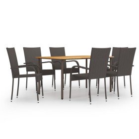 Set de muebles de comedor de jardín 7 piezas de ratán marrón en Conjuntos de jardín | Comprar online en Foru.es