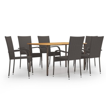 Set de muebles de comedor de jardín 7 piezas de ratán marrón en Conjuntos de jardín | Comprar online en Foru.es