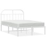 Estructura de cama de metal con cabecero blanca 135x190 cm de vidaXL, Camas y somieres - Ref: Foro24-353683, Precio: 99,69 €,...