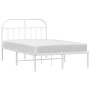 Estructura de cama de metal con cabecero blanca 135x190 cm de vidaXL, Camas y somieres - Ref: Foro24-353683, Precio: 99,69 €,...