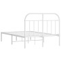 Estructura de cama de metal con cabecero blanca 135x190 cm de vidaXL, Camas y somieres - Ref: Foro24-353683, Precio: 99,69 €,...