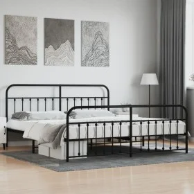 Black metal headboard and footboard bed frame 200x200 cm by vidaXL, Beds and slatted bases - Ref: Foro24-352603, Price: 150,2...