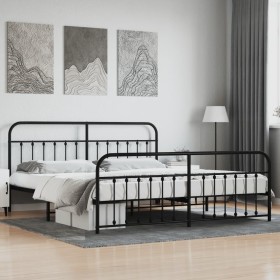 Estructura de cama cabecero y estribo metal negro 200x200 cm de vidaXL, Camas y somieres - Ref: Foro24-352603, Precio: 152,61...