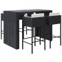 Mesa y taburetes altos jardín 5 pzas y cojines ratán PE negro de vidaXL, Conjuntos de jardín - Ref: Foro24-3200667, Precio: 5...