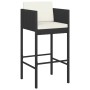 Mesa y taburetes altos jardín 5 pzas y cojines ratán PE negro de vidaXL, Conjuntos de jardín - Ref: Foro24-3200667, Precio: 5...