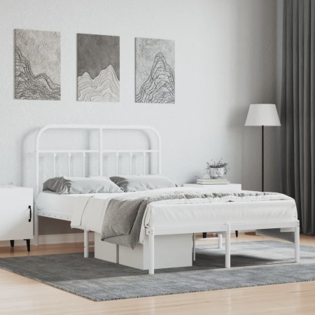 Estructura de cama de metal con cabecero blanca 120x190 cm de vidaXL, Camas y somieres - Ref: Foro24-352624, Precio: 104,71 €...