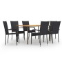Juego de muebles de comedor de jardín 7 piezas ratán PE negro en Conjuntos de jardín | Comprar online en Foru.es
