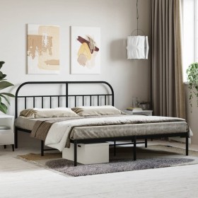 Estructura de cama con cabecero metal negro 183x213 cm de vidaXL, Camas y somieres - Ref: Foro24-353640, Precio: 121,65 €, De...