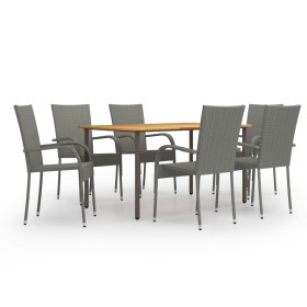 Set de muebles de comedor de jardín 7 piezas de ratán PE gris en Conjuntos de jardín | Comprar online en Foru.es