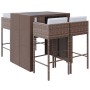 Mesa y taburetes altos jardín 5 pzas y cojines ratán PE marrón de vidaXL, Conjuntos de jardín - Ref: Foro24-3200669, Precio: ...