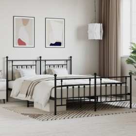 Estructura de cama cabecero y estribo metal negro 160x200 cm de vidaXL, Camas y somieres - Ref: Foro24-353558, Precio: 147,00...