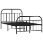 Estructura de cama con cabecero y pie metal negro 120x190 cm de vidaXL, Camas y somieres - Ref: Foro24-353650, Precio: 123,77...
