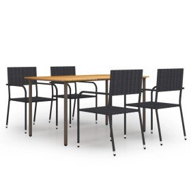 Set de muebles de comedor de jardín 5 piezas ratán PE negro en Conjuntos de jardín | Comprar online en Foru.es