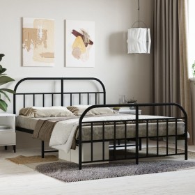 Estructura de cama cabecero y estribo metal negro 140x200 cm de vidaXL, Camas y somieres - Ref: Foro24-353654, Precio: 128,07...