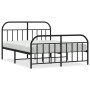 Estructura de cama cabecero y estribo metal negro 140x200 cm de vidaXL, Camas y somieres - Ref: Foro24-353654, Precio: 128,07...
