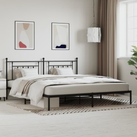 Estructura de cama con cabecero metal negro 200x200 cm de vidaXL, Camas y somieres - Ref: Foro24-353544, Precio: 132,69 €, De...