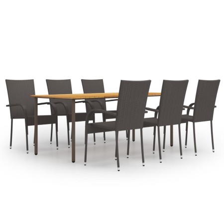 Set de muebles de comedor de jardín 7 piezas de ratán marrón en Conjuntos de jardín | Comprar online en Foru.es