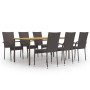 Set de muebles de comedor de jardín 7 piezas de ratán marrón en Conjuntos de jardín | Comprar online en Foru.es