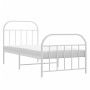 Estructura cama metal con cabecero y pie cama blanca 90x190 cm de vidaXL, Camas y somieres - Ref: Foro24-353694, Precio: 84,7...