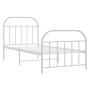Estructura cama metal con cabecero y pie cama blanca 90x190 cm de vidaXL, Camas y somieres - Ref: Foro24-353694, Precio: 84,7...