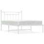 Estructura de cama de metal con cabecero blanco 107x203 cm de vidaXL, Camas y somieres - Ref: Foro24-353582, Precio: 86,96 €,...