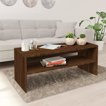Mesa de centro madera contrachapada roble marrón 100x40x40 cm en Mesas de centro | Comprar online en Foru.es