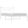 Estructura de cama de metal con cabecero blanco 107x203 cm de vidaXL, Camas y somieres - Ref: Foro24-353582, Precio: 86,96 €,...