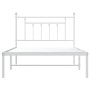 Estructura de cama de metal con cabecero blanco 107x203 cm de vidaXL, Camas y somieres - Ref: Foro24-353582, Precio: 86,96 €,...
