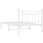 Estructura de cama de metal con cabecero blanco 107x203 cm de vidaXL, Camas y somieres - Ref: Foro24-353582, Precio: 86,96 €,...