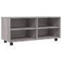 Mueble de TV con ruedas madera contrachapada gris 90x35x35 cm en Muebles TV | Comprar online en Foru.es