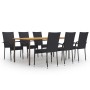 Juego de muebles de comedor de jardín 7 piezas ratán PE negro en Conjuntos de jardín | Comprar online en Foru.es