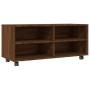 Mueble TV ruedas madera contrachapada roble marrón 90x35x35 cm en Muebles TV | Comprar online en Foru.es