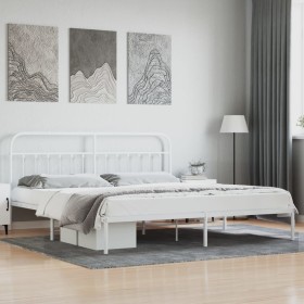 Estructura de cama con cabecero metal blanca 200x200 cm de vidaXL, Camas y somieres - Ref: Foro24-352634, Precio: 131,39 €, D...