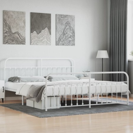 Estructura cama metal con cabecero y estribo blanco 200x200 cm de vidaXL, Camas y somieres - Ref: Foro24-352652, Precio: 150,...