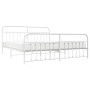 Estructura cama metal con cabecero y estribo blanco 200x200 cm de vidaXL, Camas y somieres - Ref: Foro24-352652, Precio: 150,...
