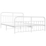 Estructura cama metal con cabecero y estribo blanco 160x200 cm de vidaXL, Camas y somieres - Ref: Foro24-352648, Precio: 139,...