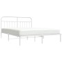 Estructura de cama de metal con cabecero blanco 180x200 cm de vidaXL, Camas y somieres - Ref: Foro24-352631, Precio: 126,41 €...
