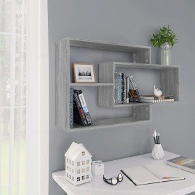 Estante de pared madera ingeniería gris Sonoma 104x20x58,5 cm en Estanterías | Comprar online en Foru.es