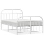 Estructura cama metal con cabecero y estribo blanco 120x200 cm de vidaXL, Camas y somieres - Ref: Foro24-353700, Precio: 103,...