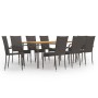 Set de muebles de comedor de jardín 9 piezas de ratán marrón en Conjuntos de jardín | Comprar online en Foru.es