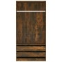 Armario madera contrachapada color roble ahumado 100x50x200 cm en Armarios roperos | Comprar online en Foru.es