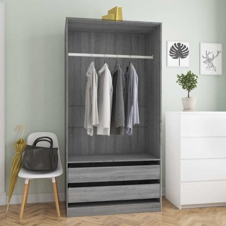 Armario de madera contrachapada gris Sonoma 100x50x200 cm en Armarios roperos | Comprar online en Foru.es