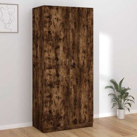 Armario madera contrachapada color roble ahumado 90x52x200 cm en Armarios roperos | Comprar online en Foru.es