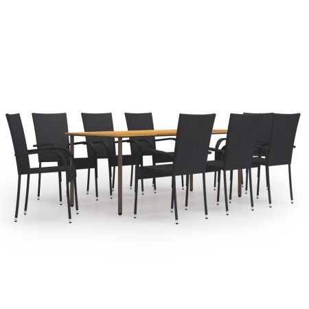 Set de muebles de comedor de jardín 9 piezas ratán PE negro en Conjuntos de jardín | Comprar online en Foru.es