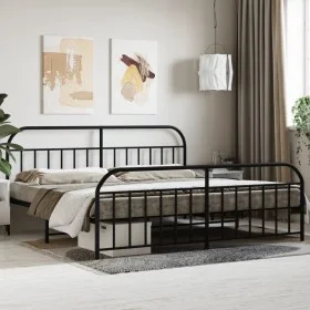 Estructura de cama cabecero y estribo metal negro 200x200 cm de vidaXL, Camas y somieres - Ref: Foro24-353660, Precio: 130,33...