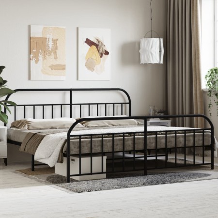 Estructura de cama cabecero y estribo metal negro 200x200 cm de vidaXL, Camas y somieres - Ref: Foro24-353660, Precio: 132,41...