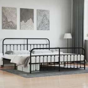 Black metal headboard and footboard bed frame 193x203cm by vidaXL, Beds and slatted bases - Ref: Foro24-352602, Price: 146,62...