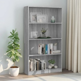 Estantería de 4 niveles contrachapada gris Sonoma 80x24x142cm en Librerías y estanterías | Comprar online en Foru.es